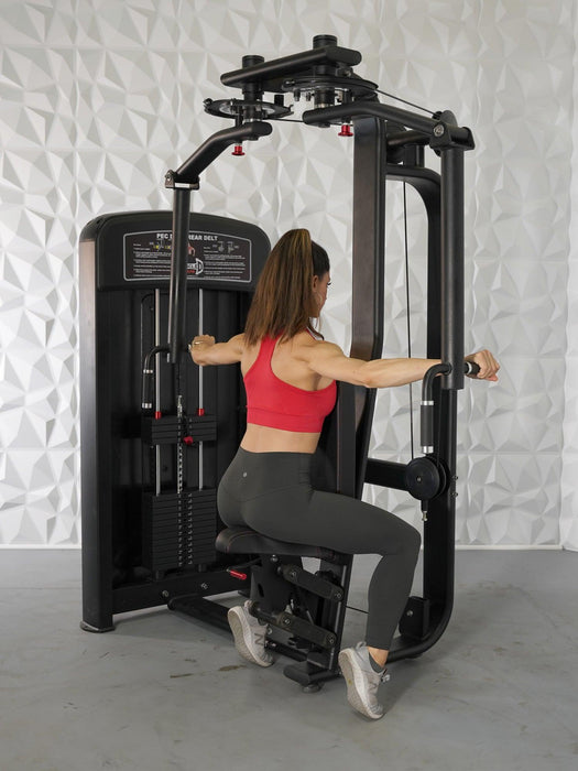 Elite Selectorized Pec Deck/Rear Delt - Muscle D Fitness - Commercial - Adjustable Seat - Pin Selectorized  Chest / Back Combo - Sweatfully