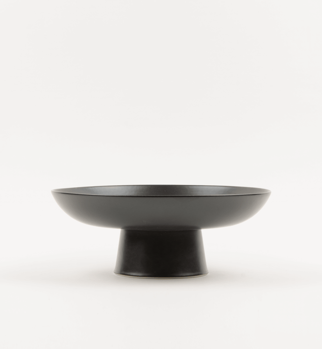 Matte Black Ceramic Footed Bowl - Sweatfully