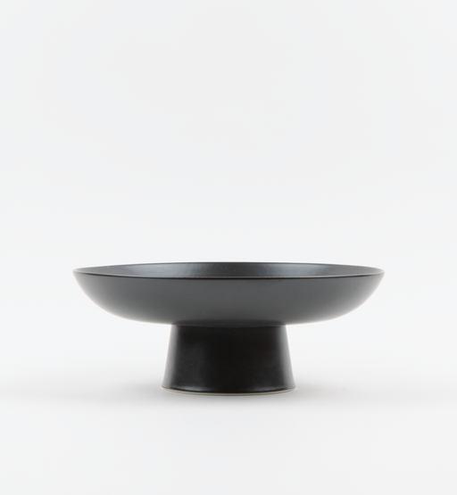 Matte Black Ceramic Footed Bowl - Sweatfully