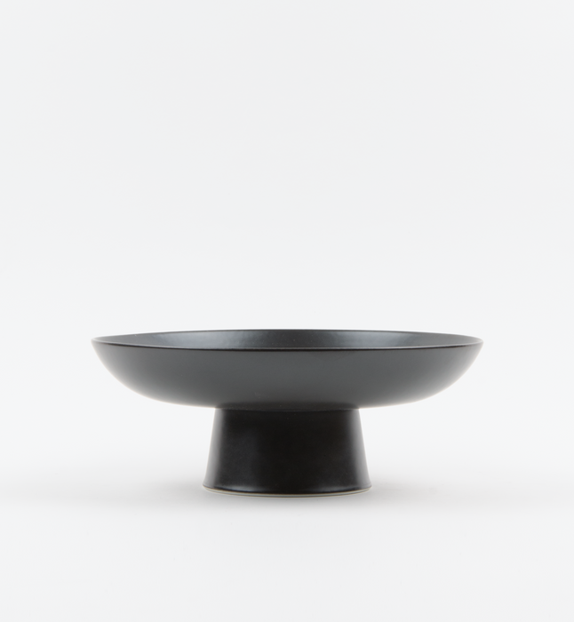 Matte Black Ceramic Footed Bowl - Sweatfully