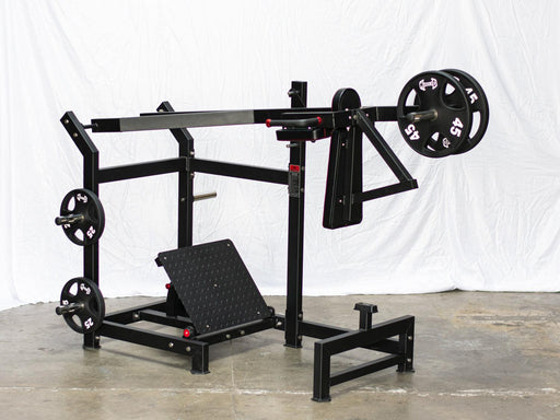 Excel Pendulum Squat - Muscle D Fitness - Plate Load Squat Machine - weight Storage Pegs - Adjustable Foot Plate - Sweatfully