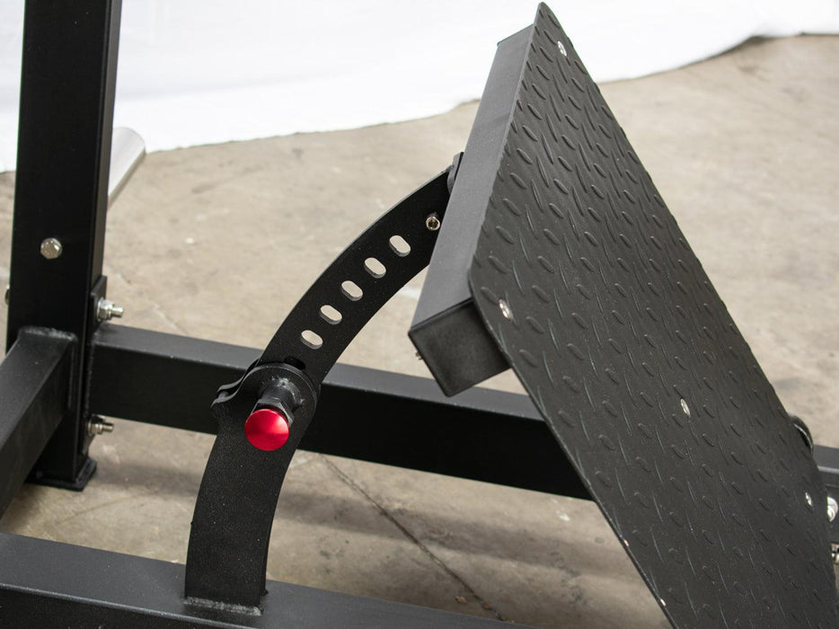 Excel Pendulum Squat - Muscle D Fitness - Plate Load Squat Machine - weight Storage Pegs - Adjustable Foot Plate - Sweatfully