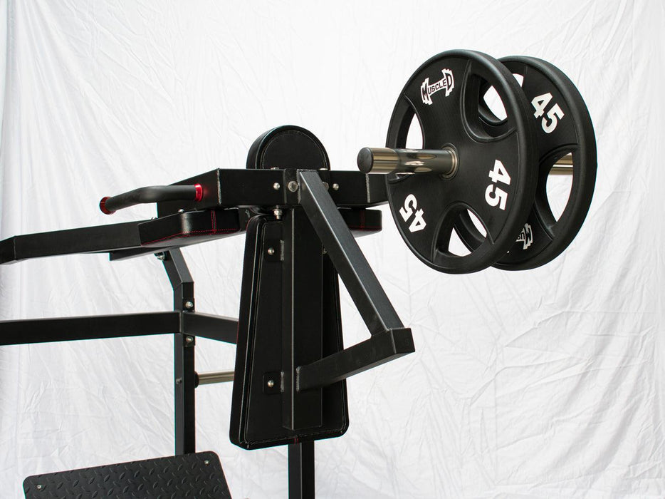 Excel Pendulum Squat - Muscle D Fitness - Plate Load Squat Machine - weight Storage Pegs - Adjustable Foot Plate - Sweatfully