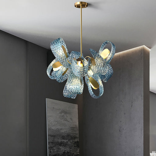 Petal Blue Glass Chandelier - Sweatfully