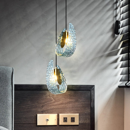 Petal Blue Glass Pendant Light - Sweatfully