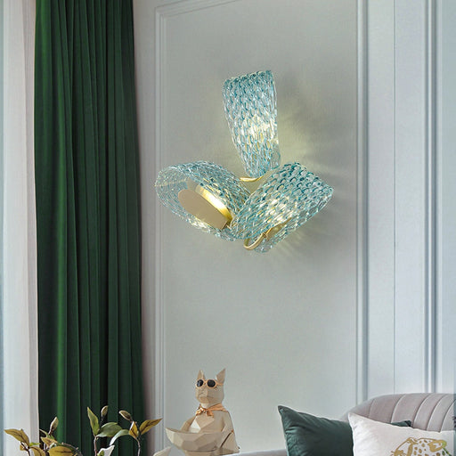Petal Blue Glass Wall Lamp - Sweatfully