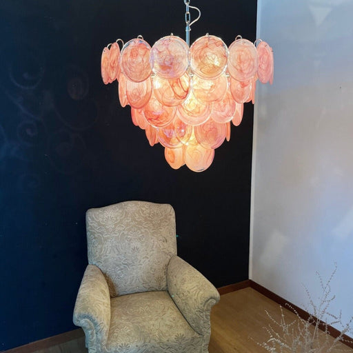Pink Disk Murano Chandelier - Sweatfully