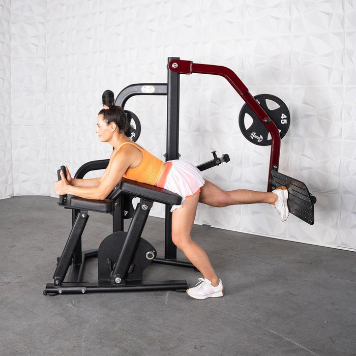 Pro Strength Booty Shaper - Muscle D Fitness - Adjustable, Plate Loaded, Glute Kick - Sweatfully
