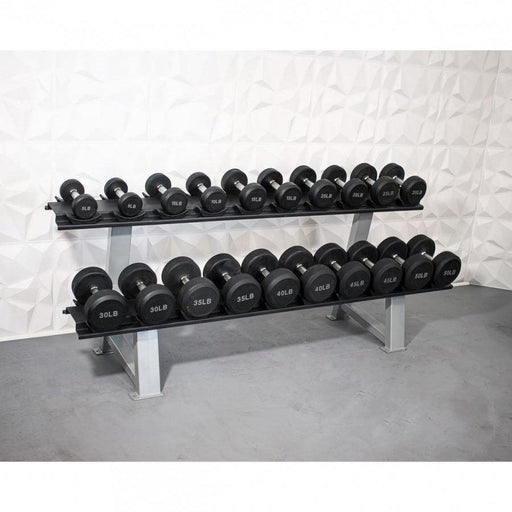 Pro Rubber Dumbbells - Muscle D Fitness - High Quality Knurled Handles - Sweatfully
