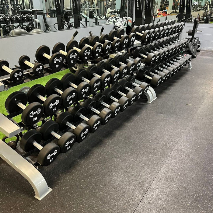 Pro Urethane Dumbbells - Muscle D Fitness - Quality Knurled Handles - Solid Design - Sweatfully