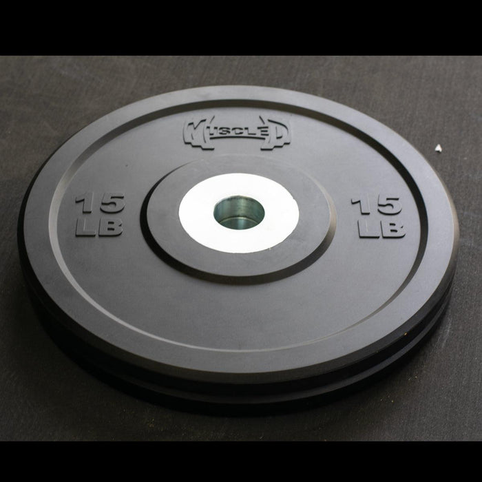 Pro Bumper Training Plates with Center Steel Hub - Muscle D Fitness - Virgin Rubber - Sweatfully
