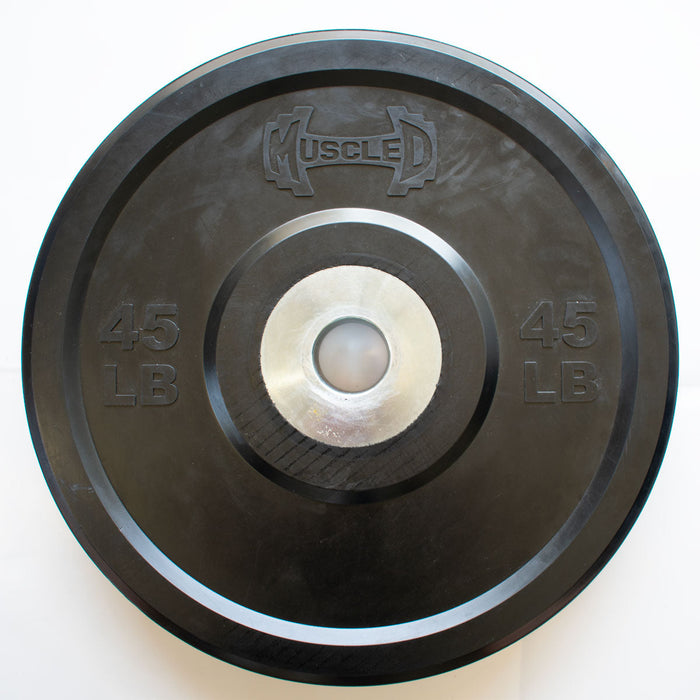 Pro Bumper Training Plates with Center Steel Hub - Muscle D Fitness - Virgin Rubber - Sweatfully