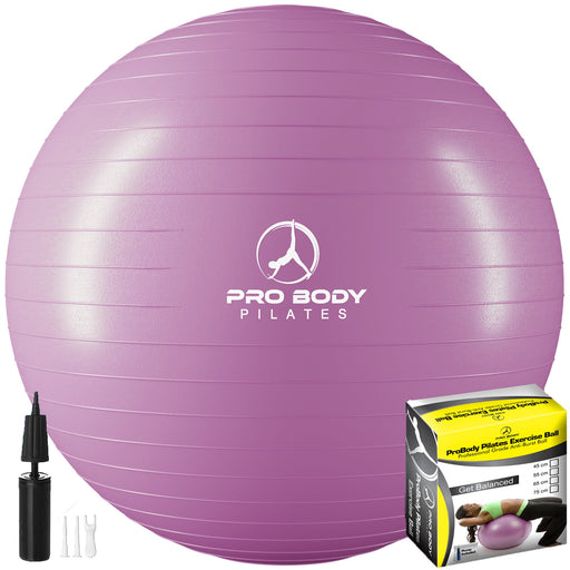Yoga Ball for Pregnancy, Fitness, Balance, Workout at Home, Office and Physical Therapy (Purple) - Sweatfully