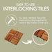 Coastal Oiled Teak Outdoor Interlocking Tiles, 12 Slat (10 sq ft) - Sweatfully