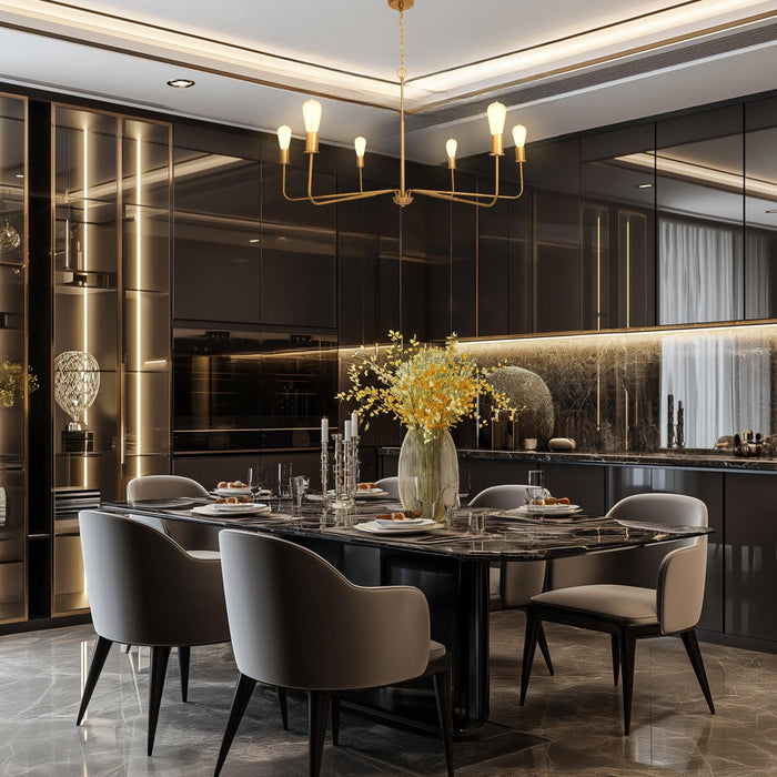 Radiant 6-Light Industrial Traditional Dimmable Chandelier - Sweatfully