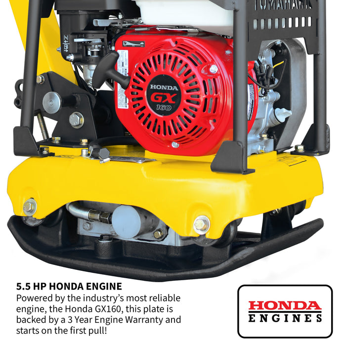 5.5 HP Honda Reverse Plate Compactor 19x14 Plate for Asphalt, Aggregate, Cohesive Soil Compaction - Sweatfully