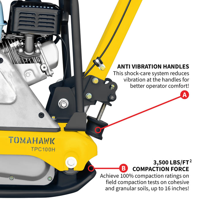 5.5 HP Honda Reverse Plate Compactor 19x14 Plate for Asphalt, Aggregate, Cohesive Soil Compaction - Sweatfully
