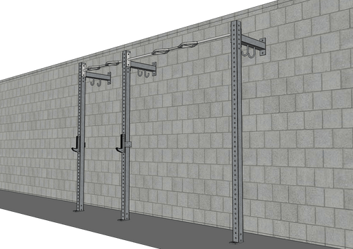 TGrip Commercial 10' Low Profile Wall Mount Rig - 3x3 Steel - Functional Multi-Grip Pull-Up - Sandwich Style J-Hooks - Sweatfully