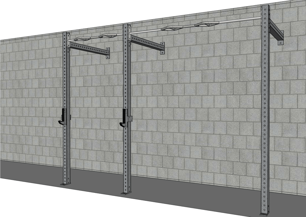 TGrip Commercial 10' Wall Mount Rig - 3x3 Steel - Functional Multi-Grip Pull-Up - Sandwich Style J-Hooks - Sweatfully