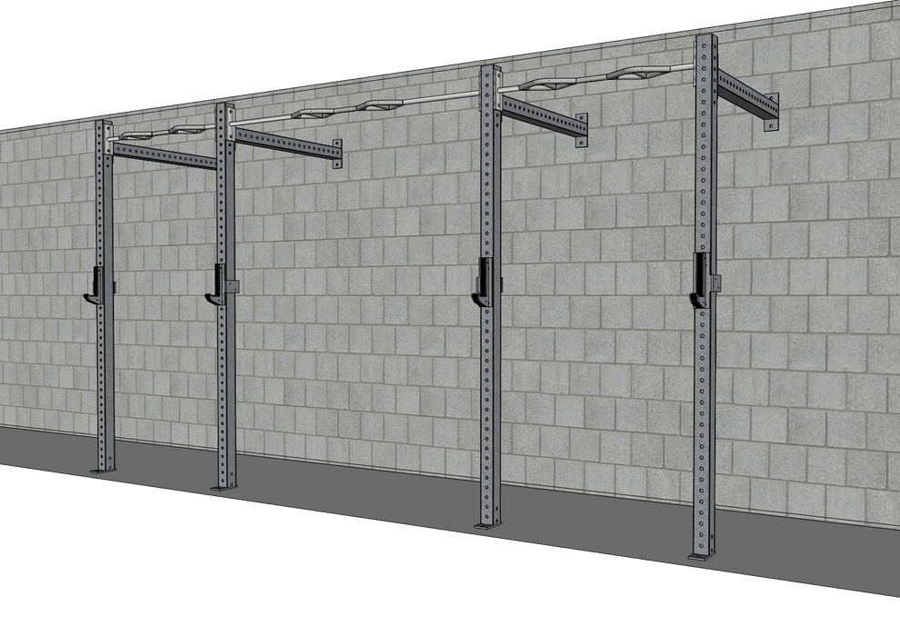 TGrip Commercial 14' Wall Mount Rig - 3x3 Steel - Functional Multi-Grip Pull-Up - Sandwich Style J-Hooks - Sweatfully