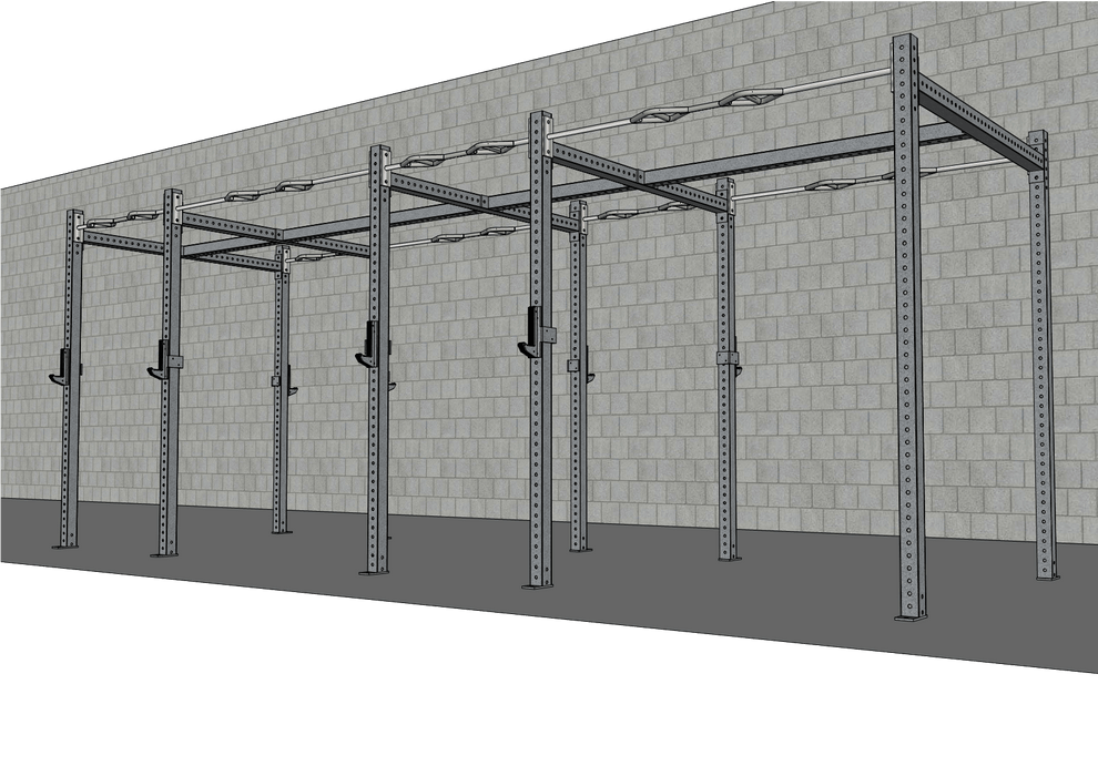 TGrip Commercial 20' Rig - 3x3 Steel - Functional Multi-Grip Pull-Up - Sandwich Style J-Hooks - Sweatfully