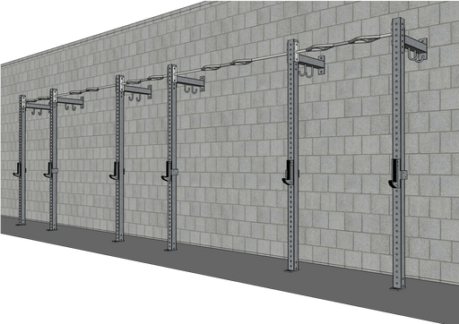 TGrip Commercial 24' Low Profile Wall Mount Rig - 3x3 Steel - Functional Multi-Grip Pull-Up - Sandwich Style J-Hooks - Sweatfully