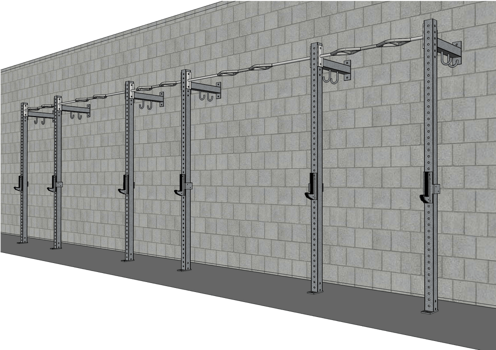 TGrip Commercial 24' Low Profile Wall Mount Rig - 3x3 Steel - Functional Multi-Grip Pull-Up - Sandwich Style J-Hooks - Sweatfully