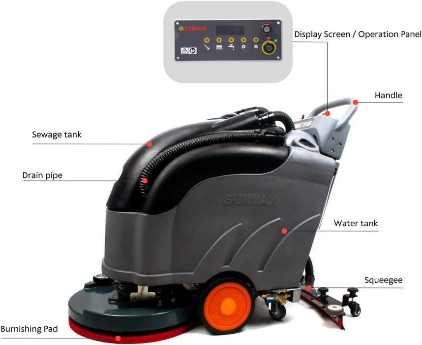 RT50D 22" Self-Propelled Commercial Floor Scrubber Machine - Sweatfully