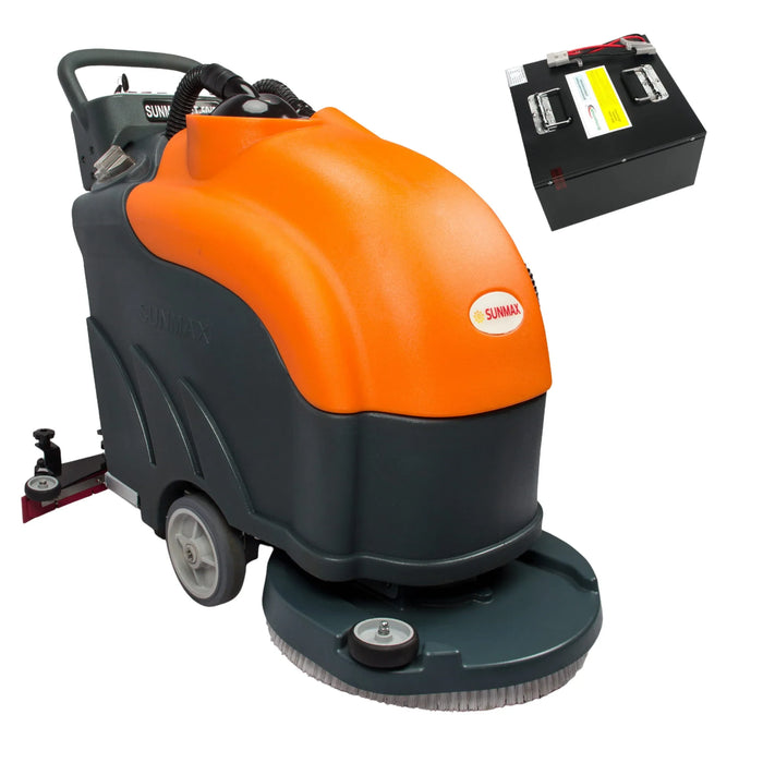 RT50 22" Walk-behind Commercial Floor Scrubber Dryer Machine, 30,000 sqft/h Cleaning Efficiency, 14.5-Gal Sewage Tank - Sweatfully
