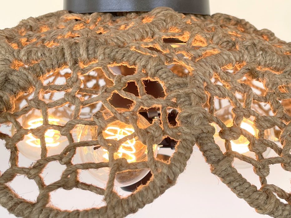 LARGE Natural RATTAN Ceiling Light Fixture - Sweatfully
