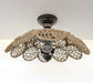 LARGE Natural RATTAN Ceiling Light Fixture - Sweatfully