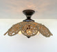 LARGE Natural RATTAN Ceiling Light Fixture - Sweatfully