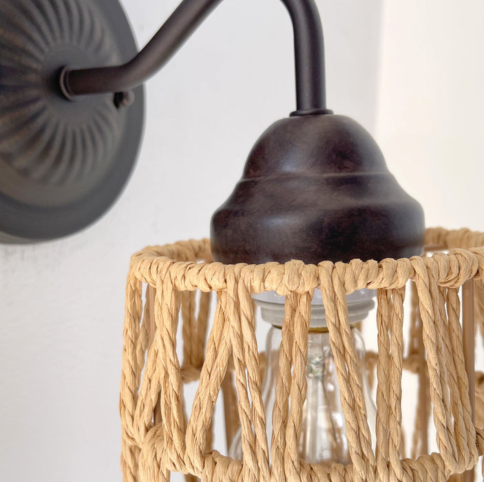RATTAN COASTAL Bedroom Wall Sconce Light - Sweatfully