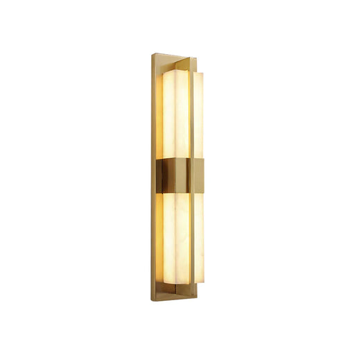 Rectangular Alabaster Modern Brass Wall Sconce - Sweatfully