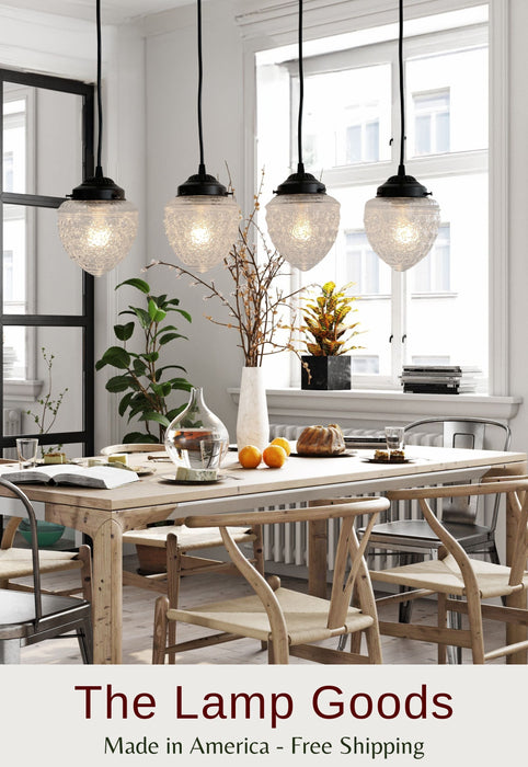 Antique Glass Dining Room Rectangular Pendant Chandelier Ceiling Light - Sweatfully