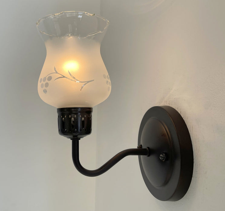 RETRO Etched Antique 1960's Glass Wall Sconce Light Fixture - Sweatfully
