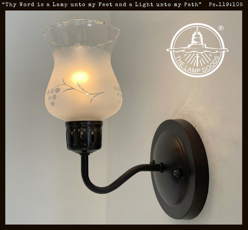 RETRO Etched Antique 1960's Glass Wall Sconce Light Fixture - Sweatfully