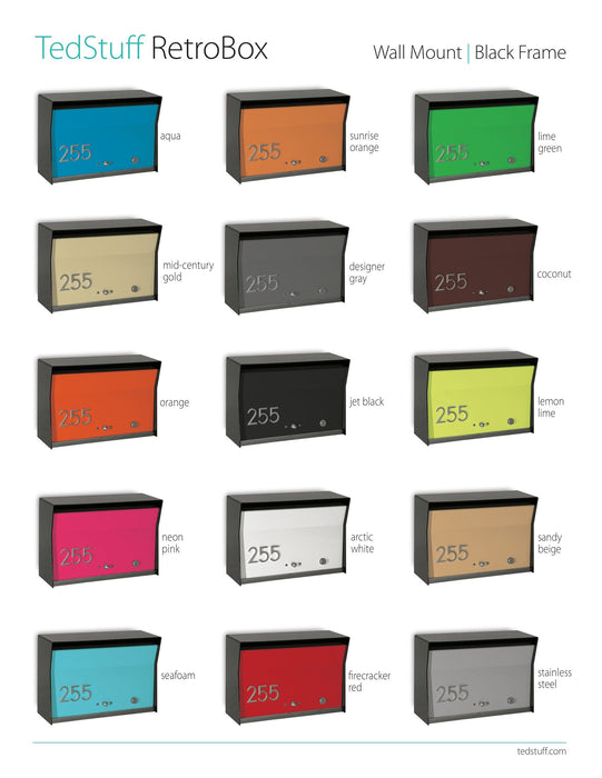 RetroBox Locking Wall Mount Mailbox in JET BLACK - Sweatfully