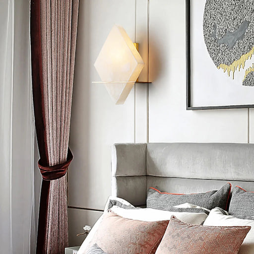Rhombus Real Alabaster Wall Sconce - Sweatfully