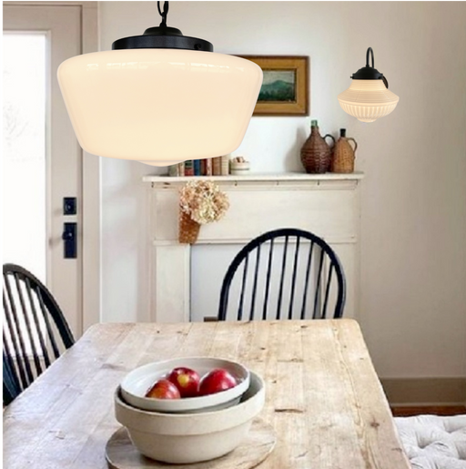 Large Antique Schoolhouse Pendant Light - Sweatfully