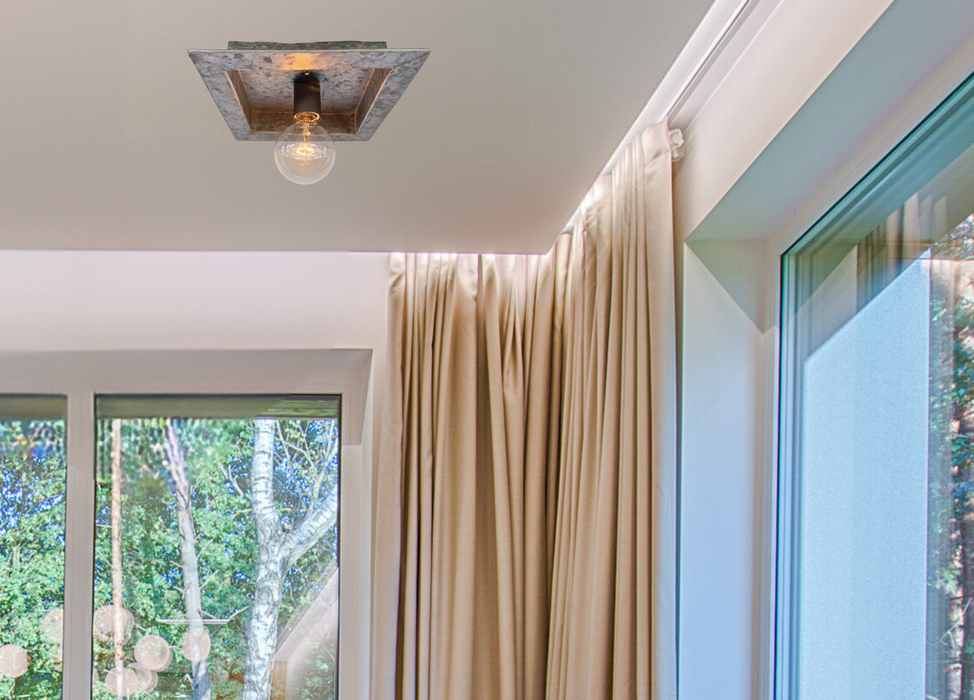 Square Galvanized Farmhouse Ceiling Light Fixture - Sweatfully