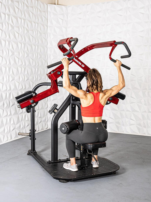 Pro Strength Rotary Lat Pull-Down - Muscle D Fitness - Premium - Adjustable - Plate Loaded - Lat Training - Sweatfully