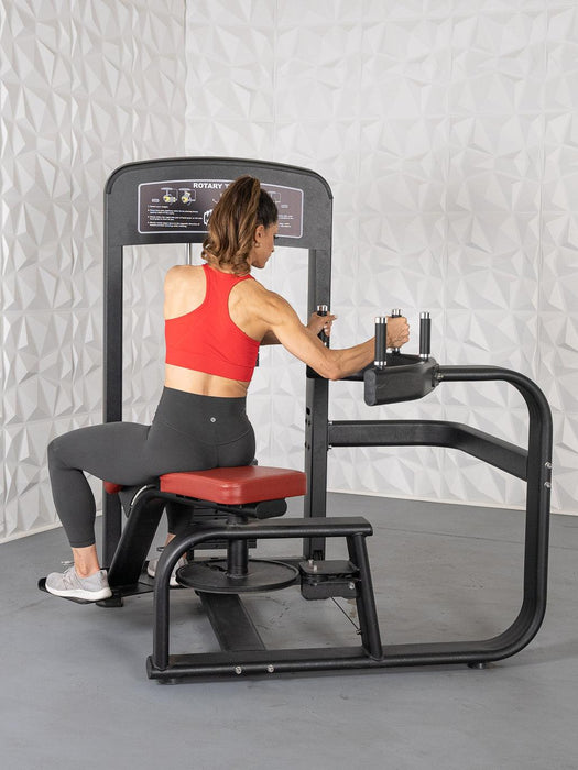 Elite Selectorized Rotary Torso - Muscle D Fitness - Commercial - Adjustable Seat - Pin Selectorized Stack - Oblique Trainer - Sweatfully