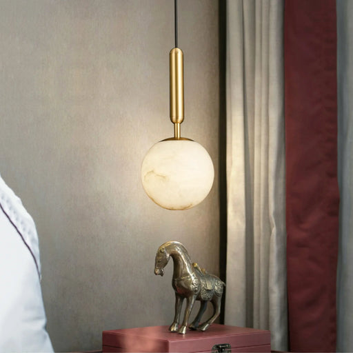 Round Bosso Alabaster Pendant Lamp - Sweatfully