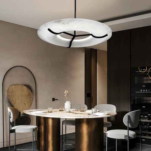 Round Carve Alabaster Pendant Light - Sweatfully