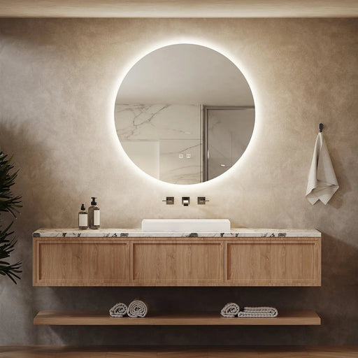 Round Backlit LED BATHROOMS Vanity  Mirrors With Dimmable Lights - Sweatfully