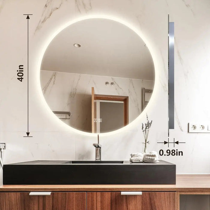 Round Backlit LED BATHROOMS Vanity  Mirrors With Dimmable Lights - Sweatfully