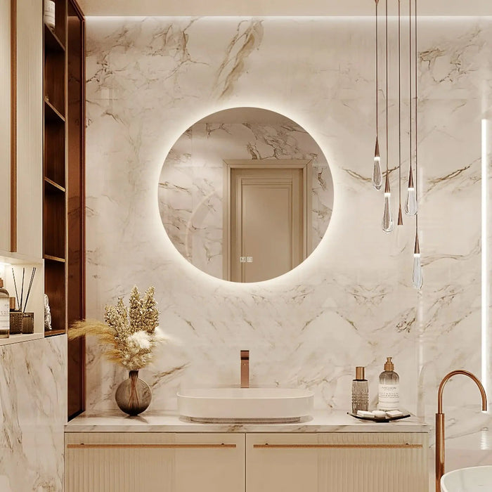 Round Backlit LED BATHROOMS Vanity  Mirrors With Dimmable Lights - Sweatfully