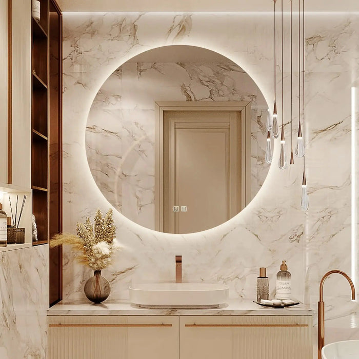 Round Backlit LED BATHROOMS Vanity  Mirrors With Dimmable Lights - Sweatfully