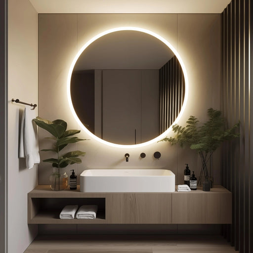 Round LED Bathroom Vanity Mirror With Dimmable Lights - Sweatfully